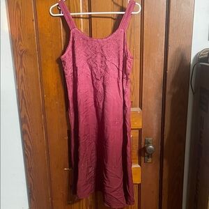 Embroidered Sleeveless Dress in Burgundy